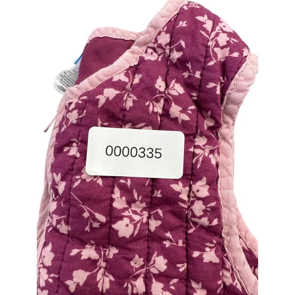 Draper James Girls Burgundy Pink Quilted Floral Zip Front Vest Size‎ 8